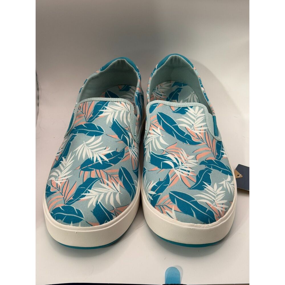 NWT OluKai Lae‘ahi Pa‘i Men’s Size 14 Off White Aloha Tropical Slip-On Shoes